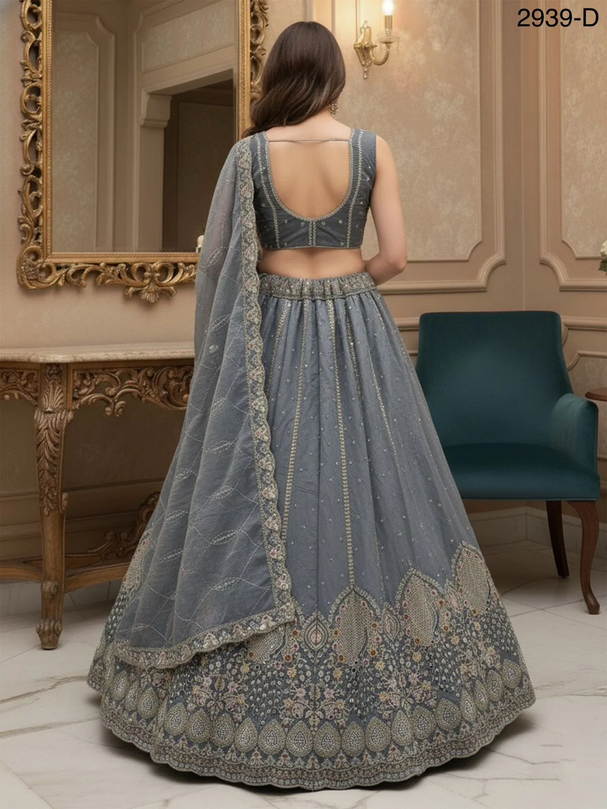 Peacock Embroidery Bridal Lehenga - Image 2