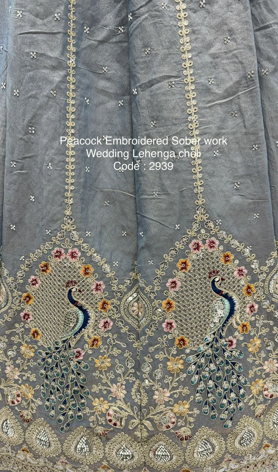 Peacock Embroidery Bridal Lehenga - Image 4
