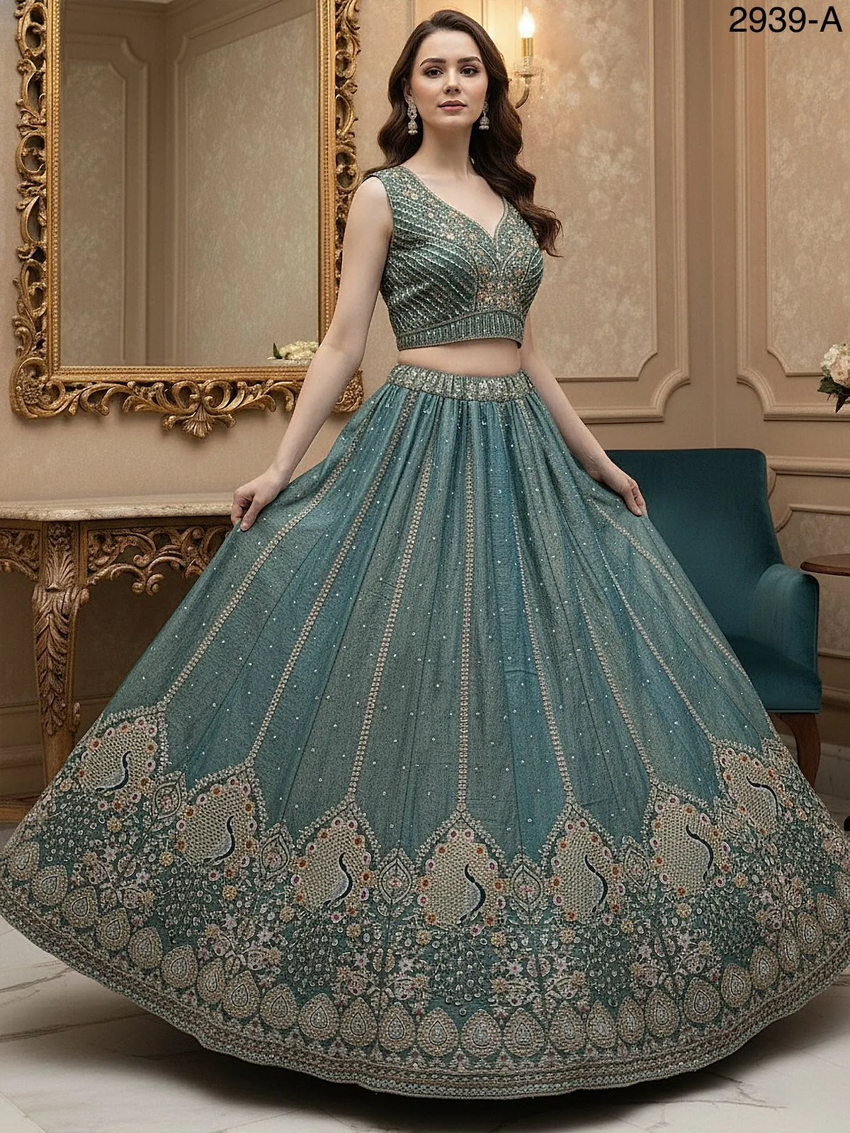 Peacock Embroidery Bridal Lehenga - Image 5