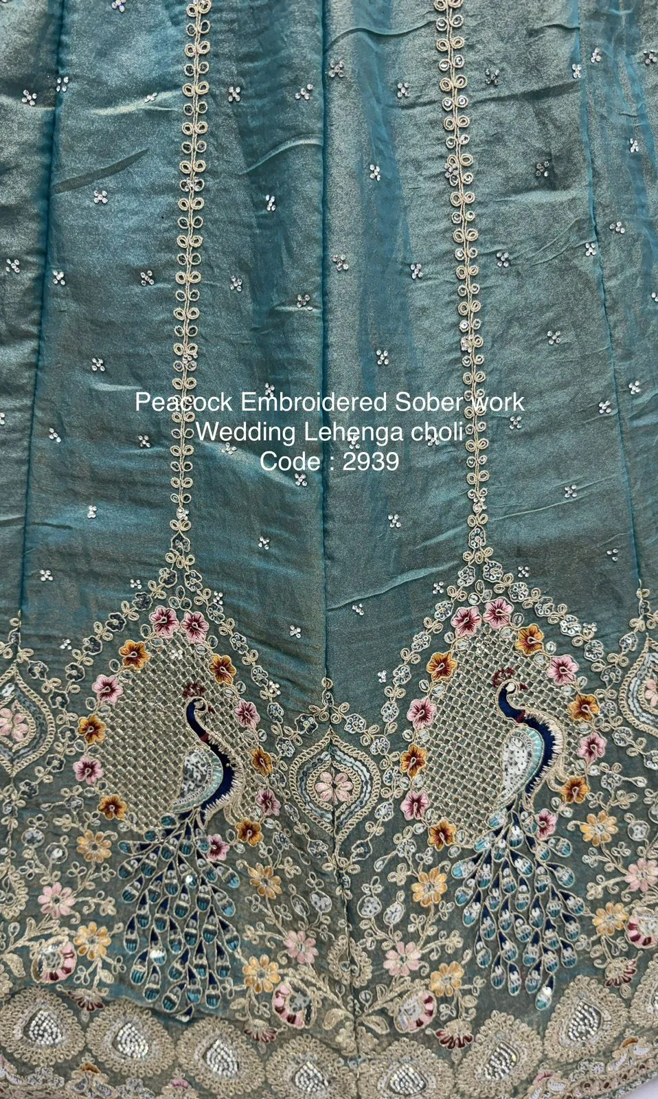 Peacock Embroidery Bridal Lehenga - Image 8