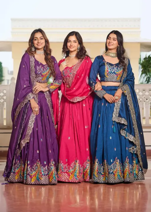 Peacock Embroidery Wedding Lehenga Choli