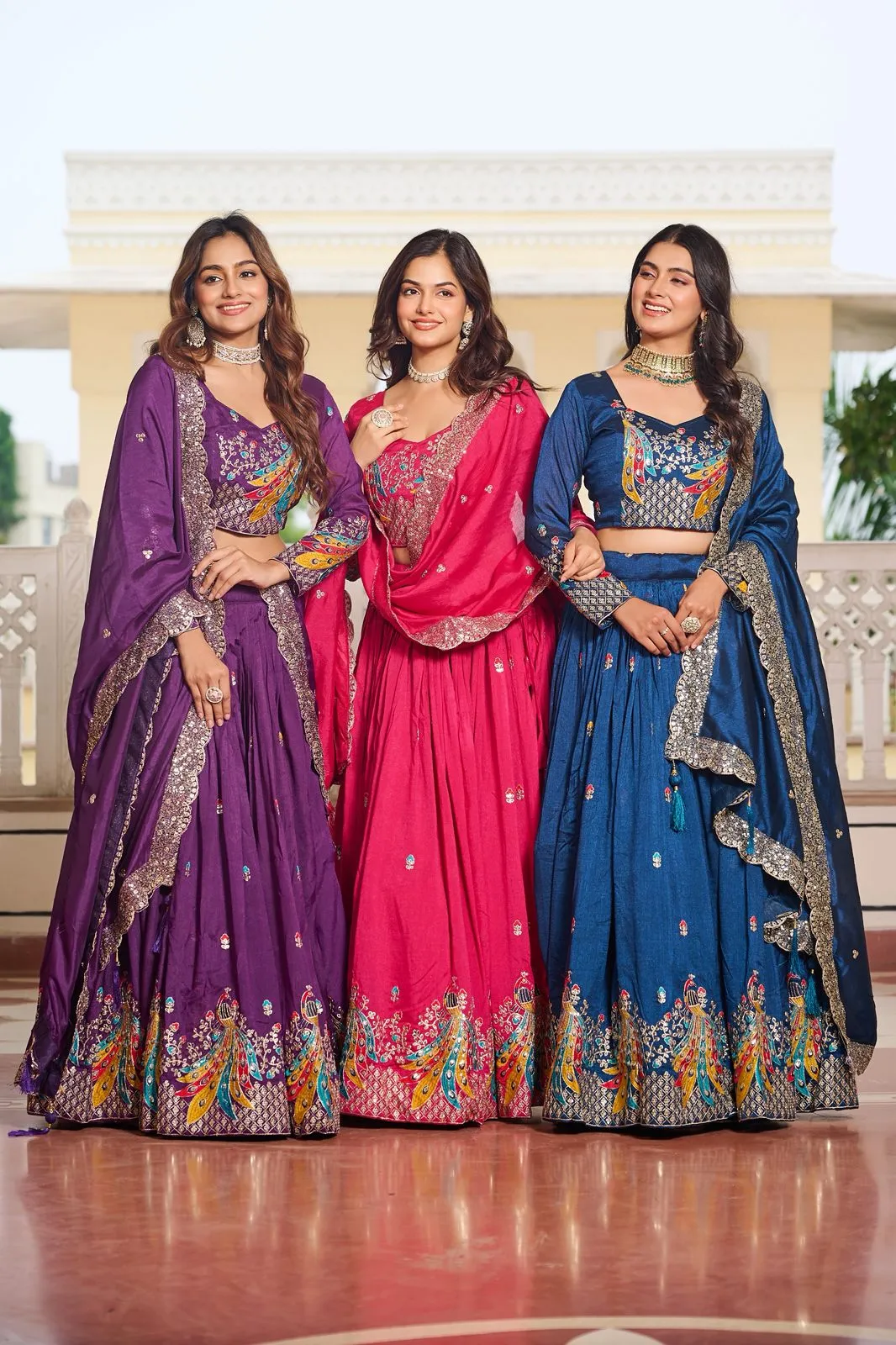 Peacock Embroidery Wedding Lehenga Choli