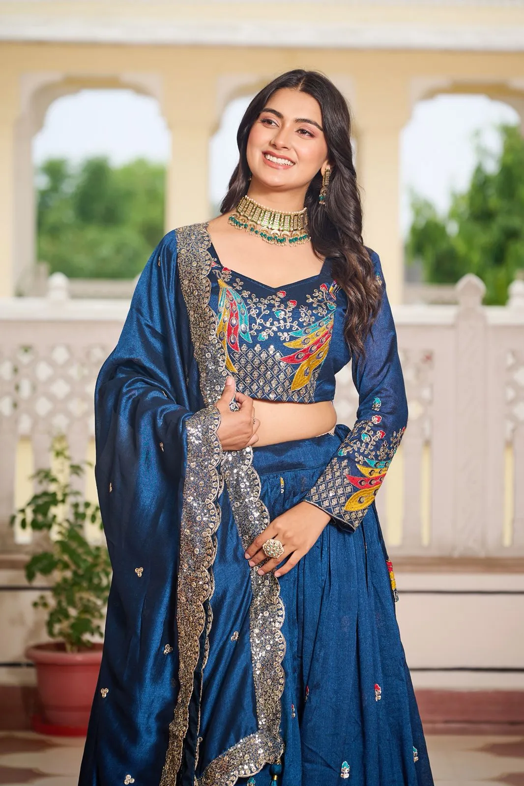 Peacock Embroidery Wedding Lehenga Choli - Image 3