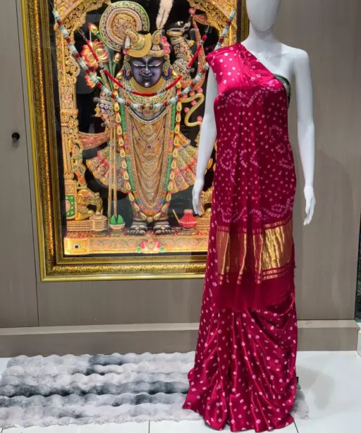 Pure Gaji Silk Bandhani Saree
