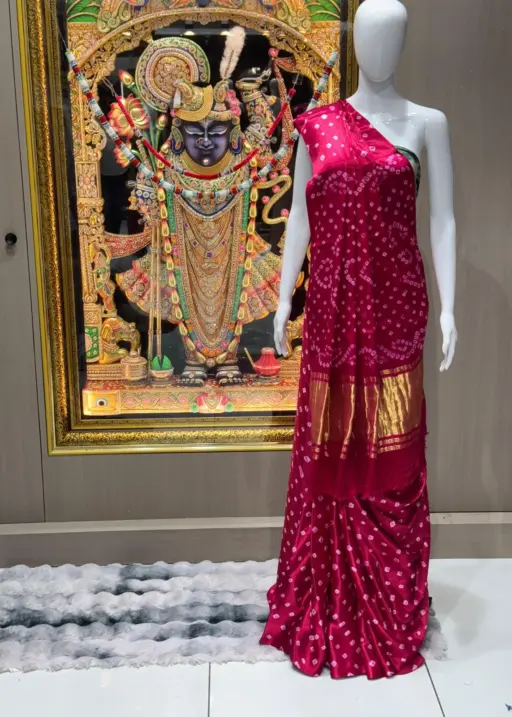 Pure Gaji Silk Bandhani Saree