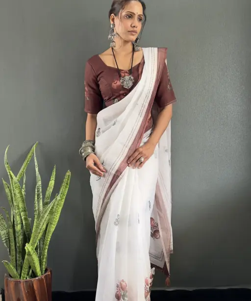 Readymade Linen Saree for Office