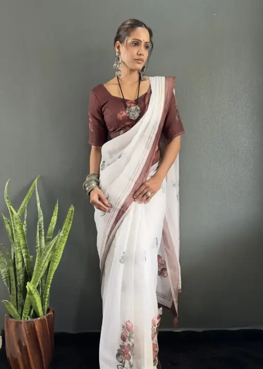 Readymade Linen Saree for Office