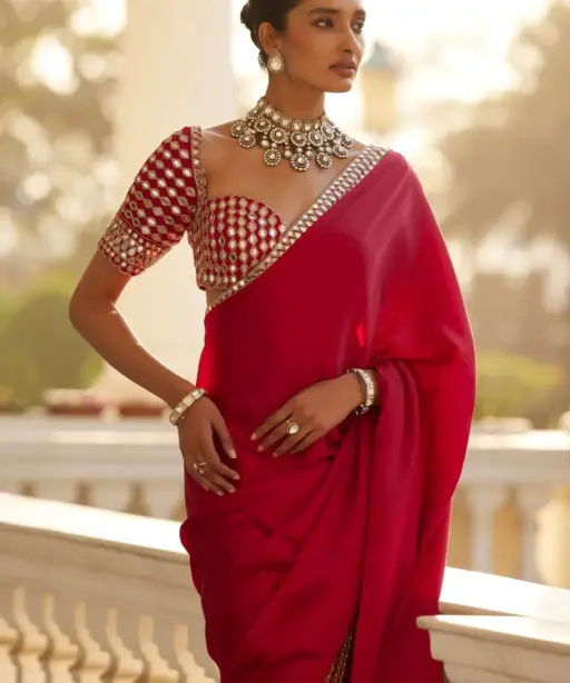 Real Mirror work Model Sarees