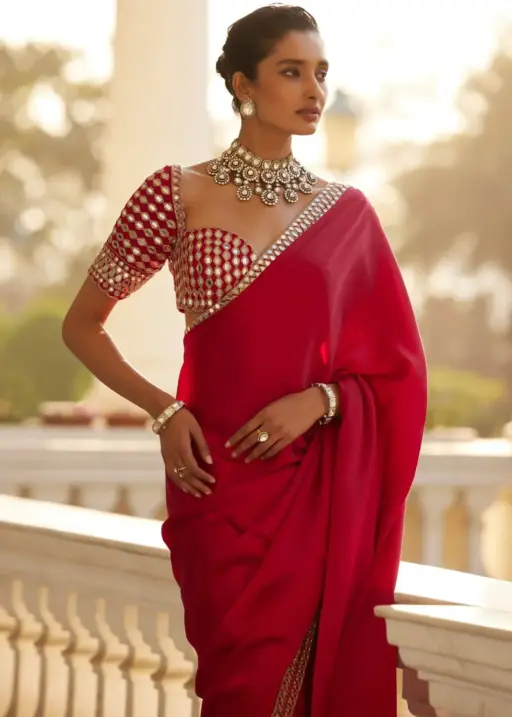 Real Mirror work Model Sarees