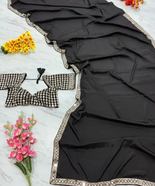 Real Mirror work Model Sarees