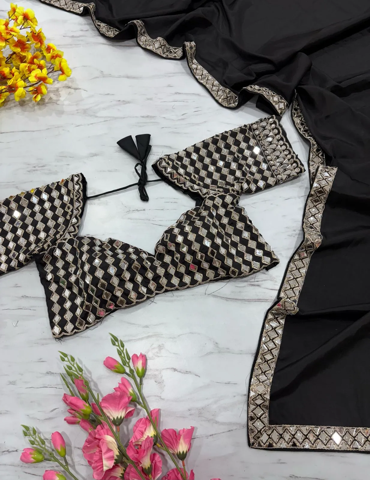 Real Mirror work Model Sarees - Image 6