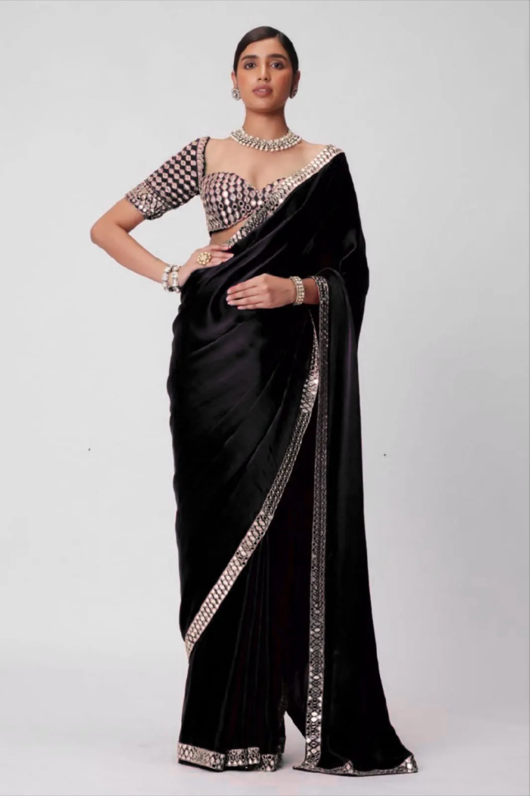 Real Mirror work Model Sarees - Image 7