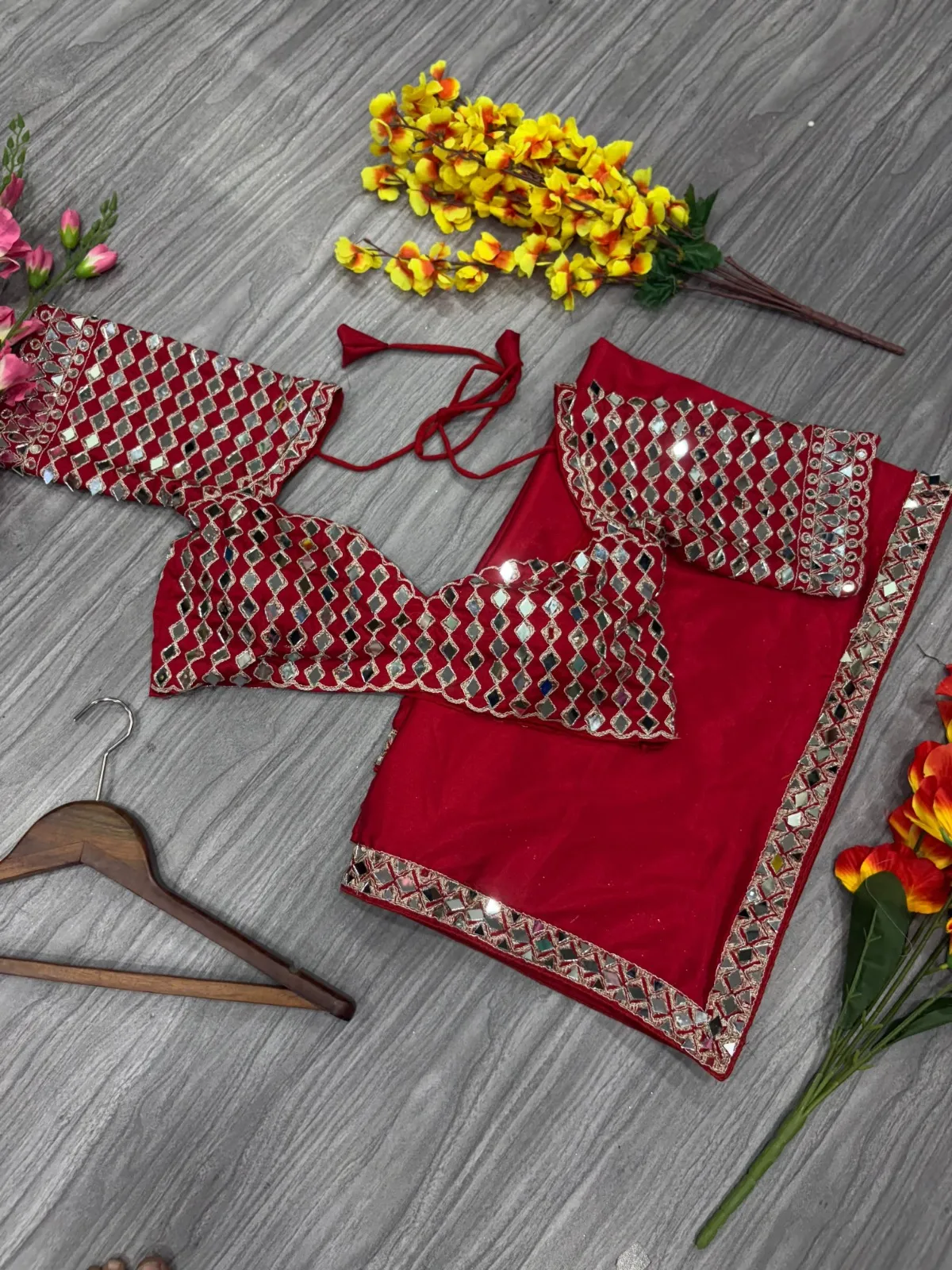 Real Mirror work Model Sarees - Image 8