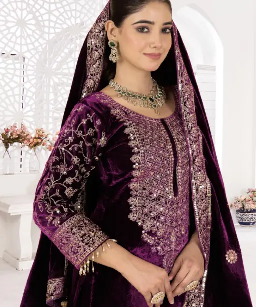 Reception Wear Velvet Plazzo Salwar Suit