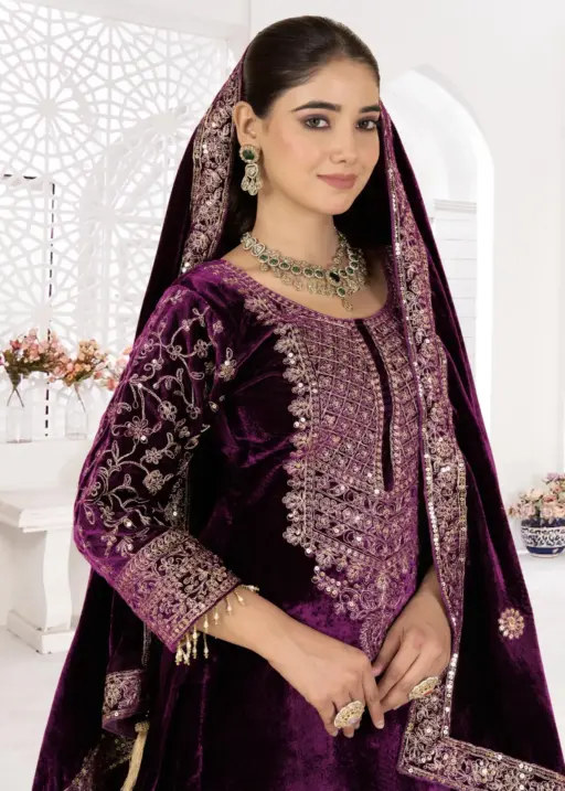 Reception Wear Velvet Plazzo Salwar Suit