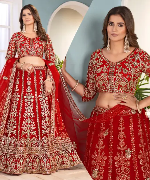 Red Embroidery Plus Size Lehenga upto 5xl