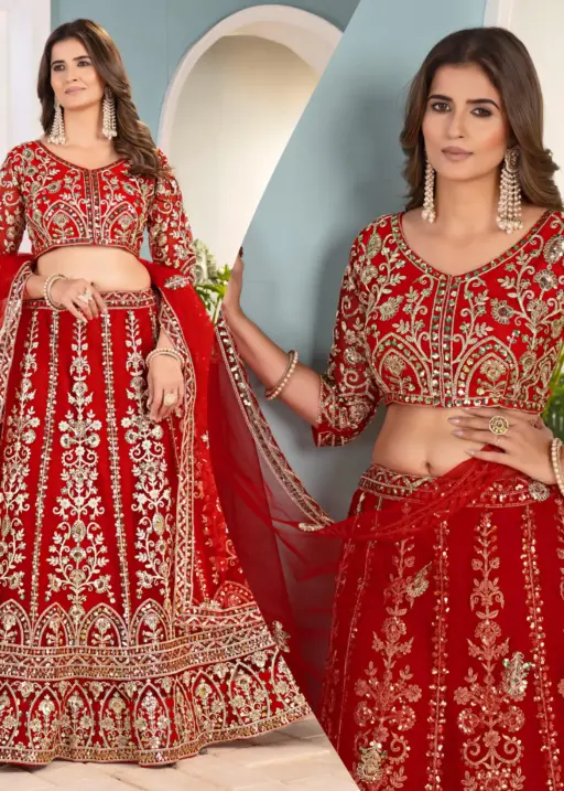 Red Embroidery Plus Size Lehenga upto 5xl