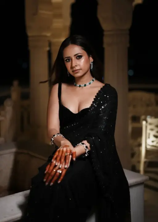 Sargun Mehta Inspired Black Sequence Saree