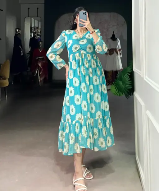 Sky Blue Beach Wear Frock