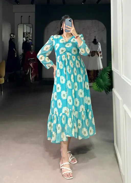 Sky Blue Beach Wear Frock