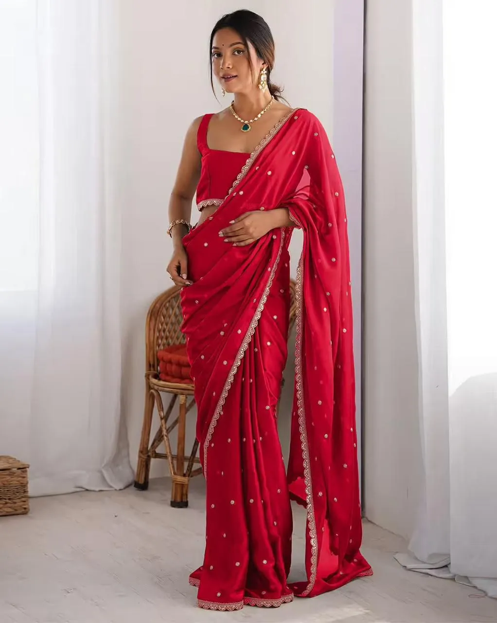 Stylish Border Wedding Saree Under1000 - Image 3