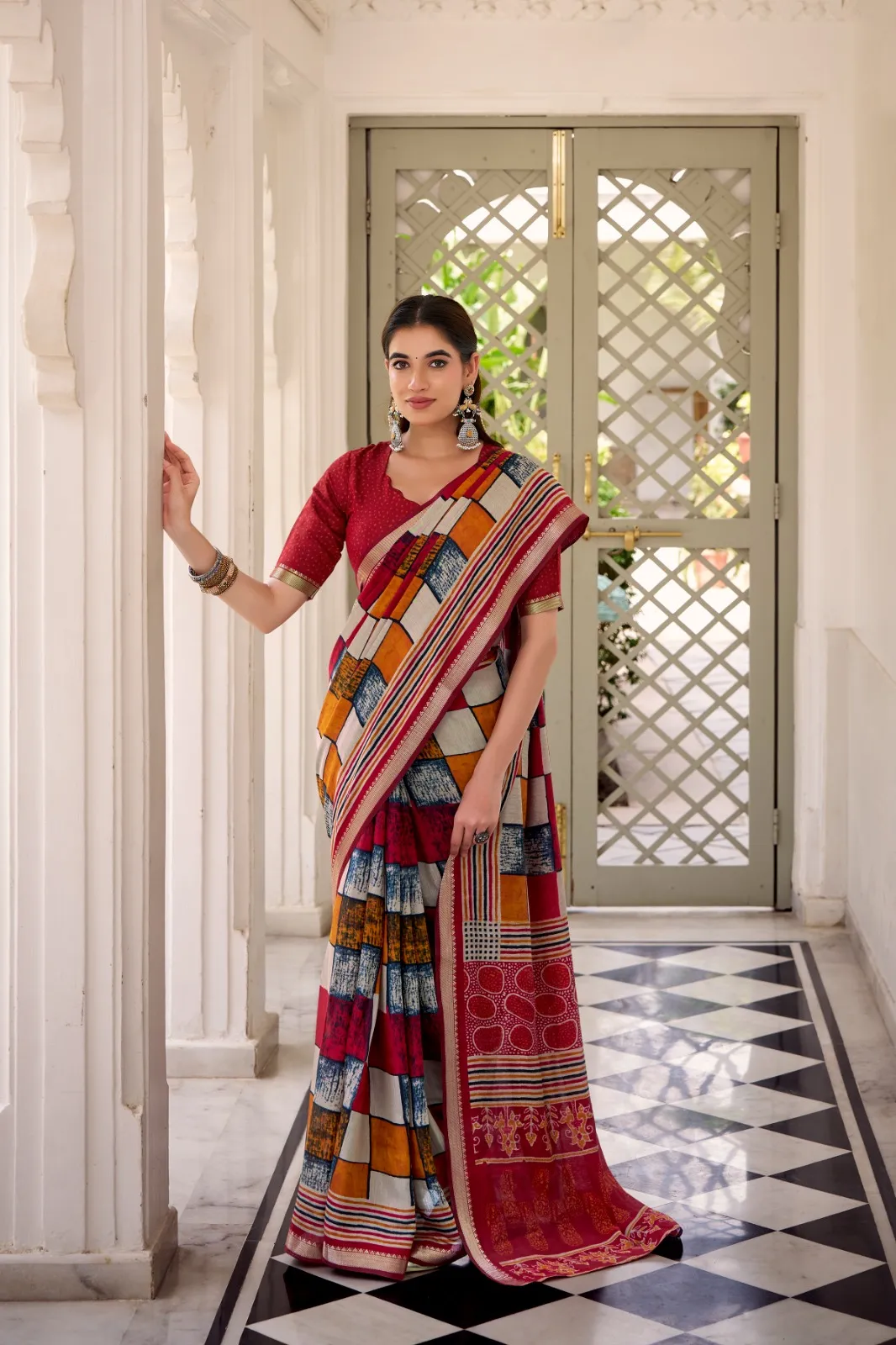 Temple Border Chanderi Saree - Image 2