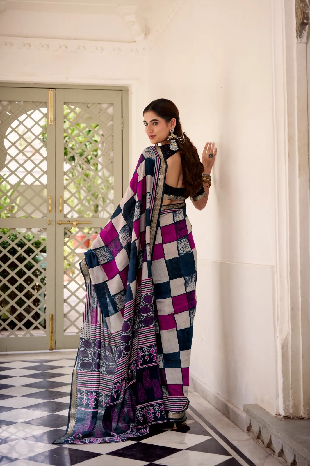 Temple Border Chanderi Saree - Image 4