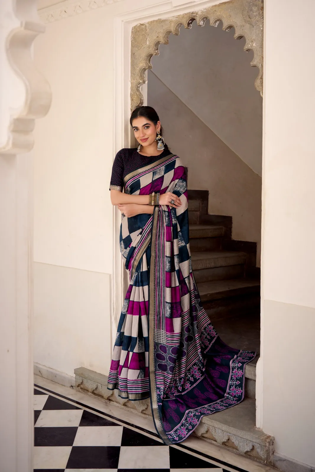 Temple Border Chanderi Saree - Image 5