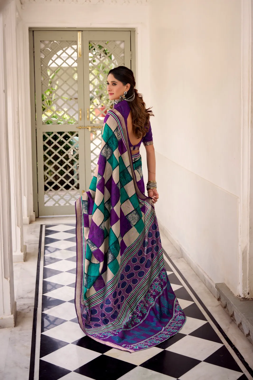 Temple Border Chanderi Saree - Image 7