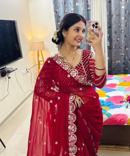 Trending Mirror work Saree for Wedding