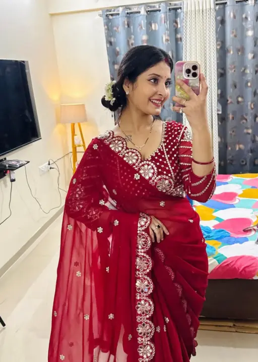 Trending Mirror work Saree for Wedding