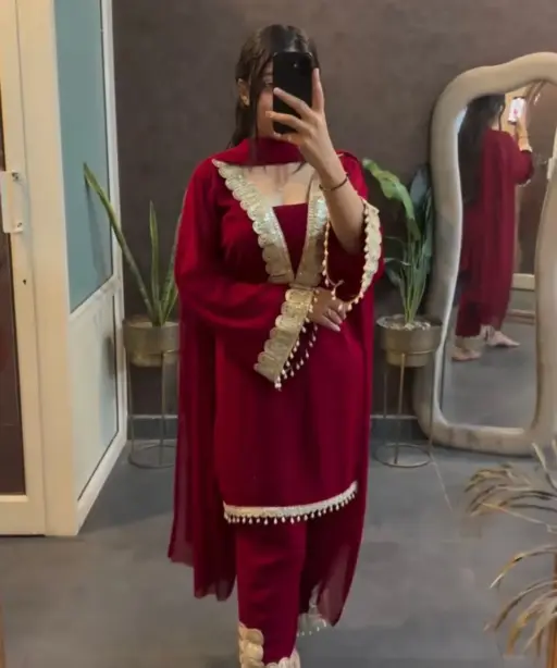 Trending Red Readymade Salwar Suit
