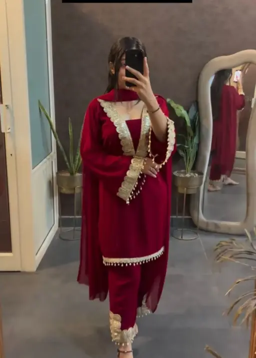 Trending Red Readymade Salwar Suit