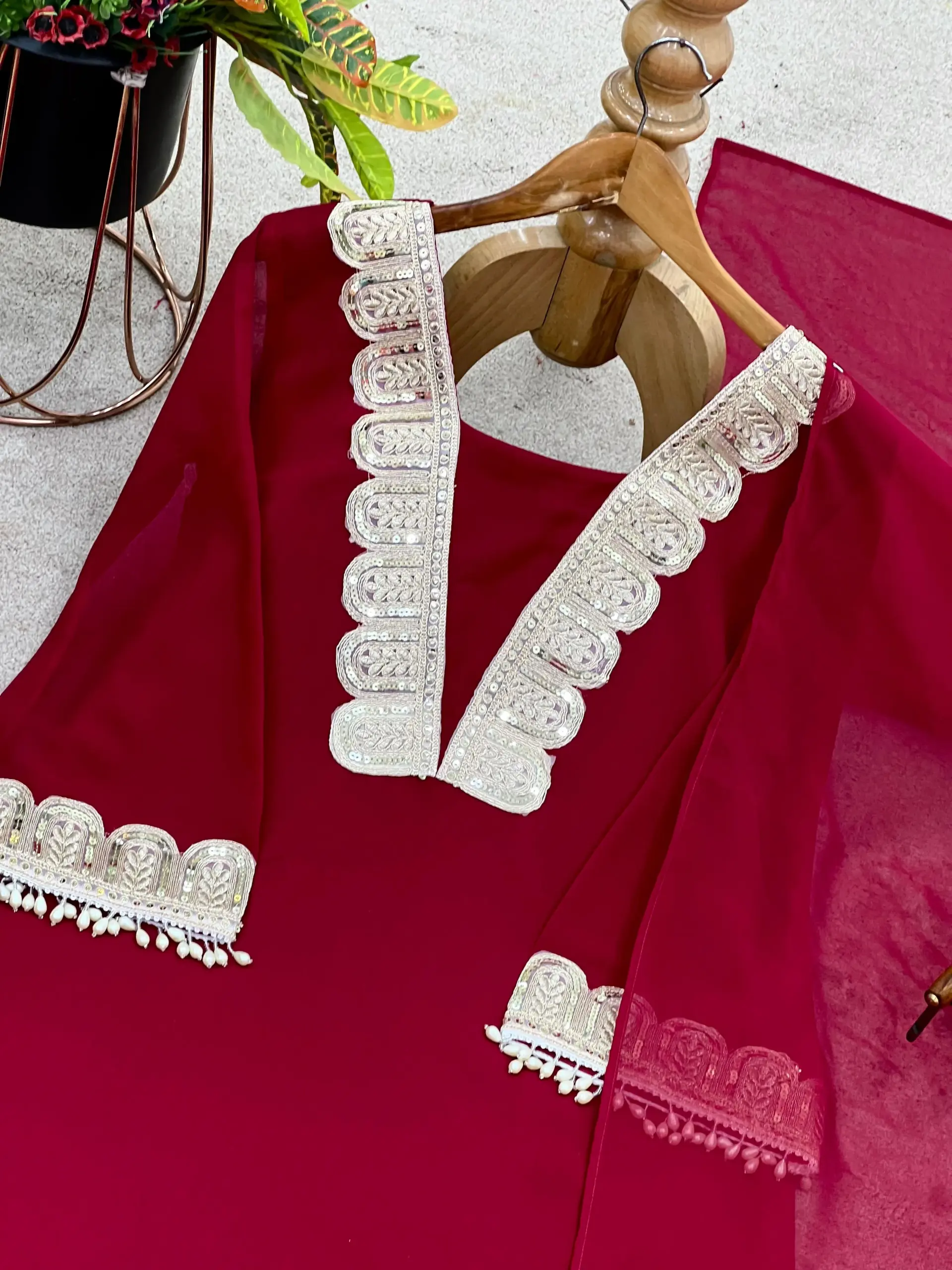 Trending Red Readymade Salwar Suit - Image 2