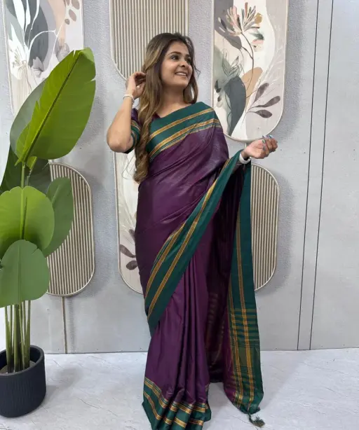 Trending Zip and go Saree in Purple