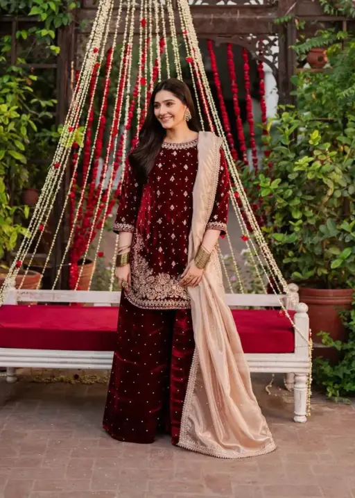 Velvet Plazzo Pakistani Salwar suit