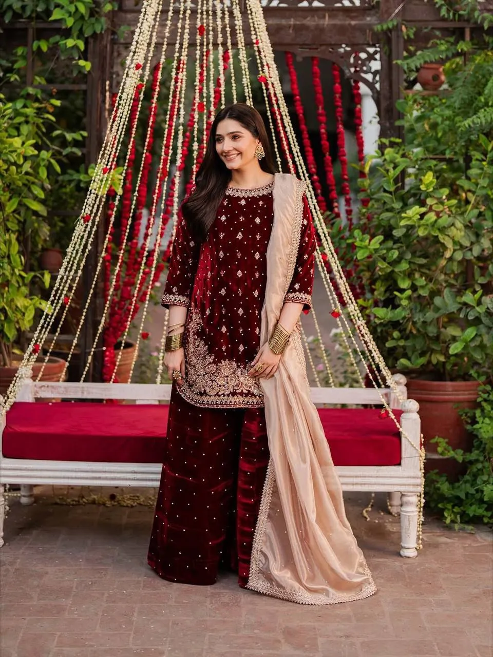 Velvet Plazzo Pakistani Salwar suit