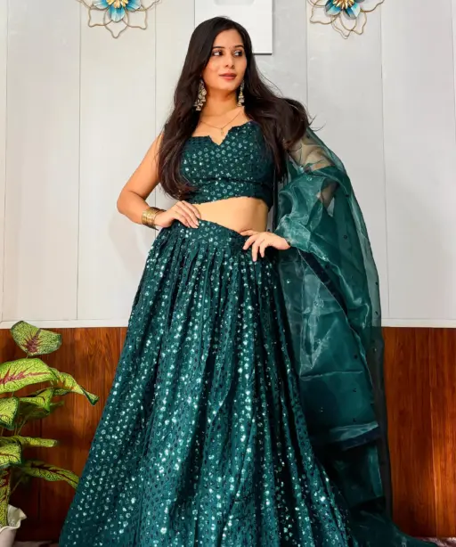 Wedding Special Georgette Green Lehenga