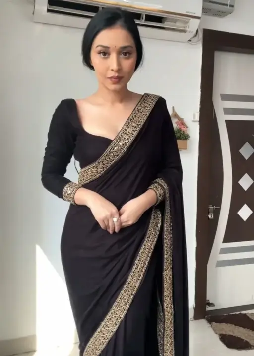 Winter Black Velvet Readymade Saree