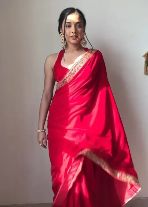 Winter Red Velvet Readymade Saree