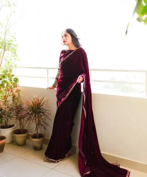 Winter Special Velvet Embroidery Sarees