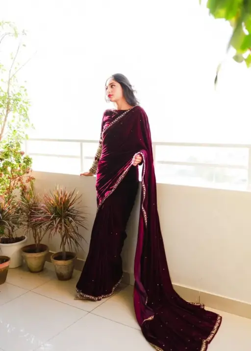 Winter Special Velvet Embroidery Sarees