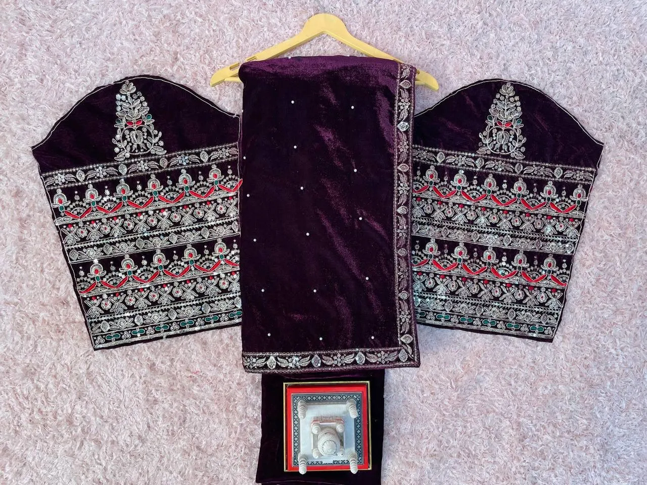 Winter Special Velvet Embroidery Sarees - Image 5