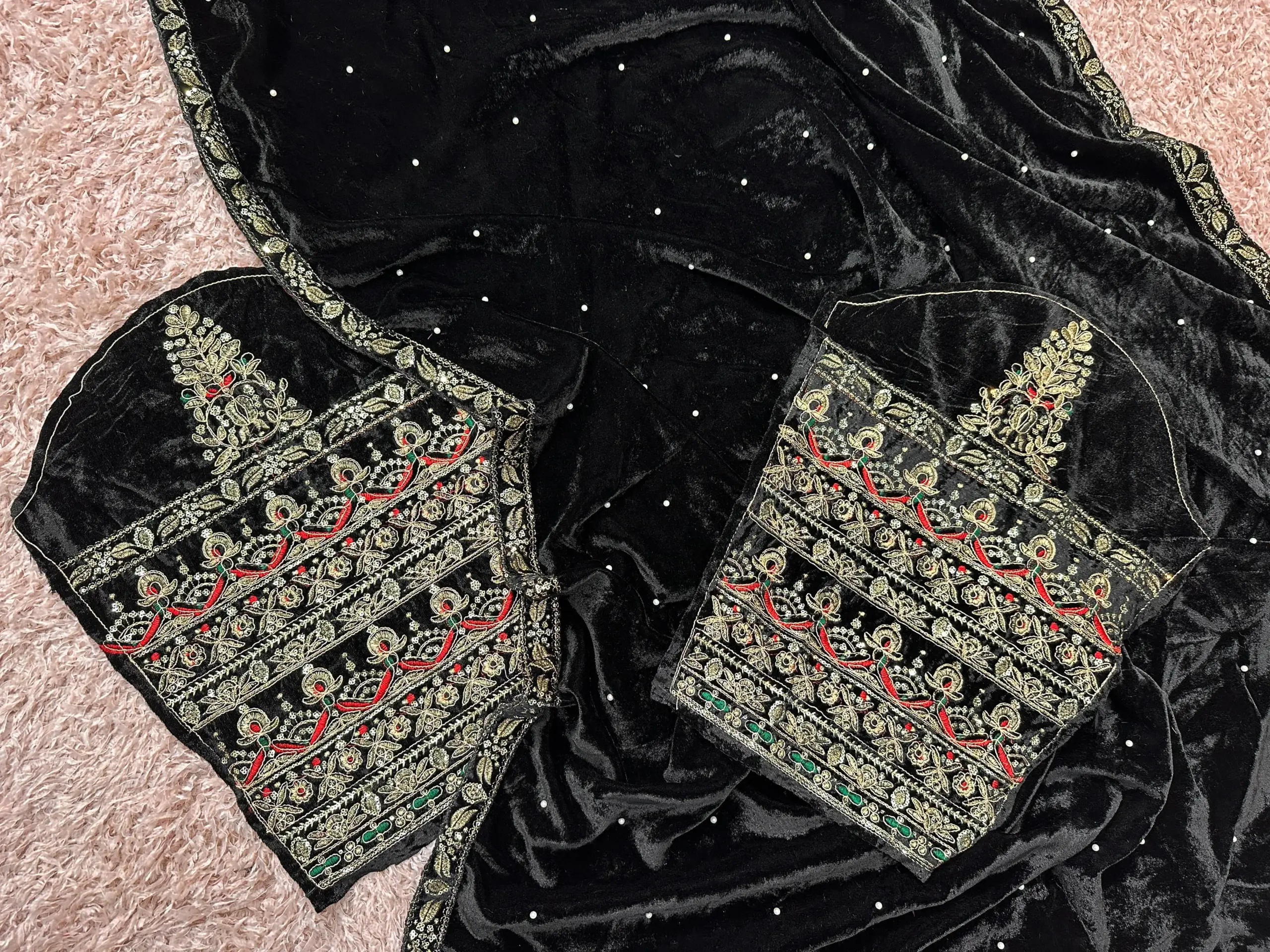 Winter Special Velvet Embroidery Sarees - Image 8