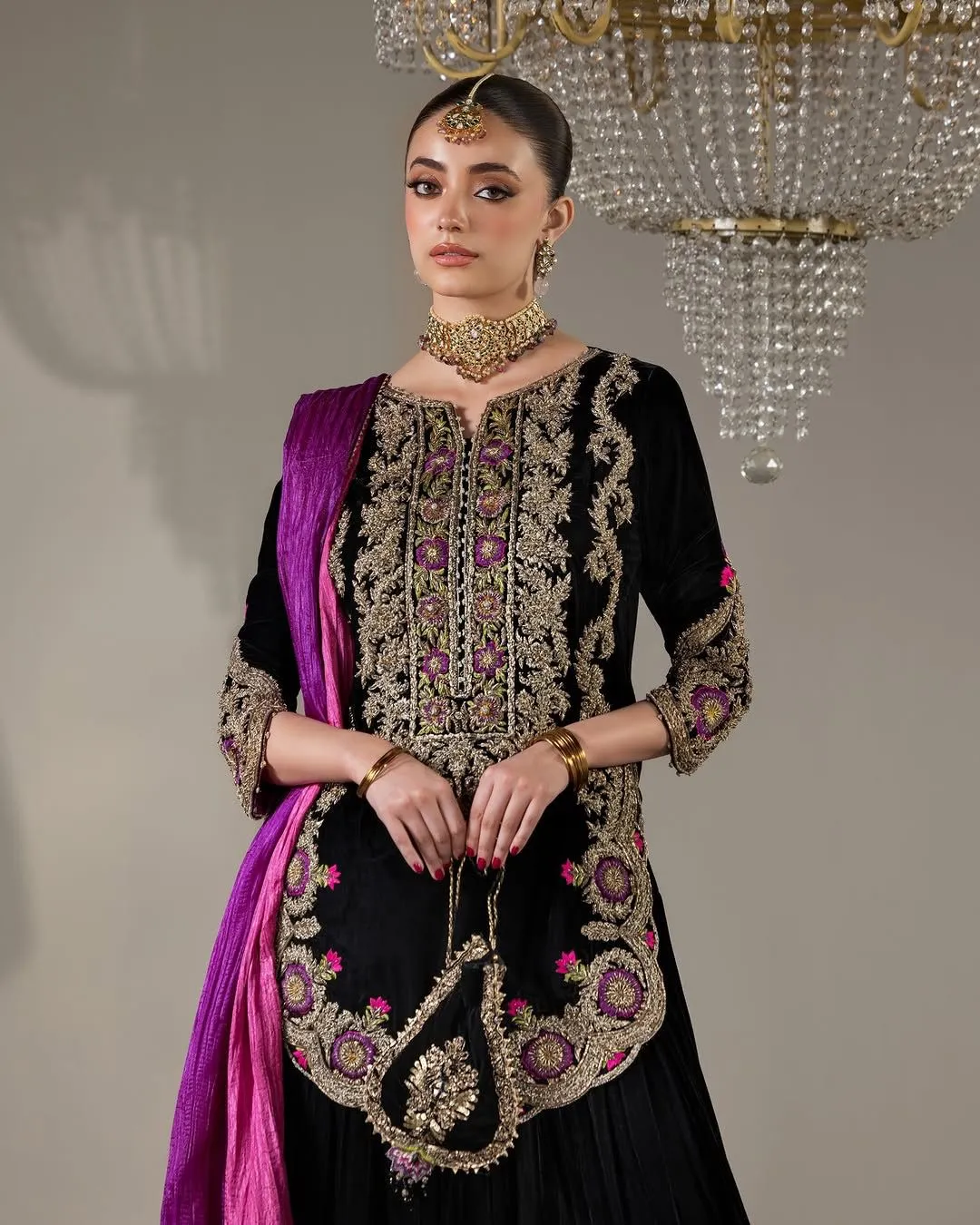 Winter Special Velvet Farshi Salwar with short top - Image 2