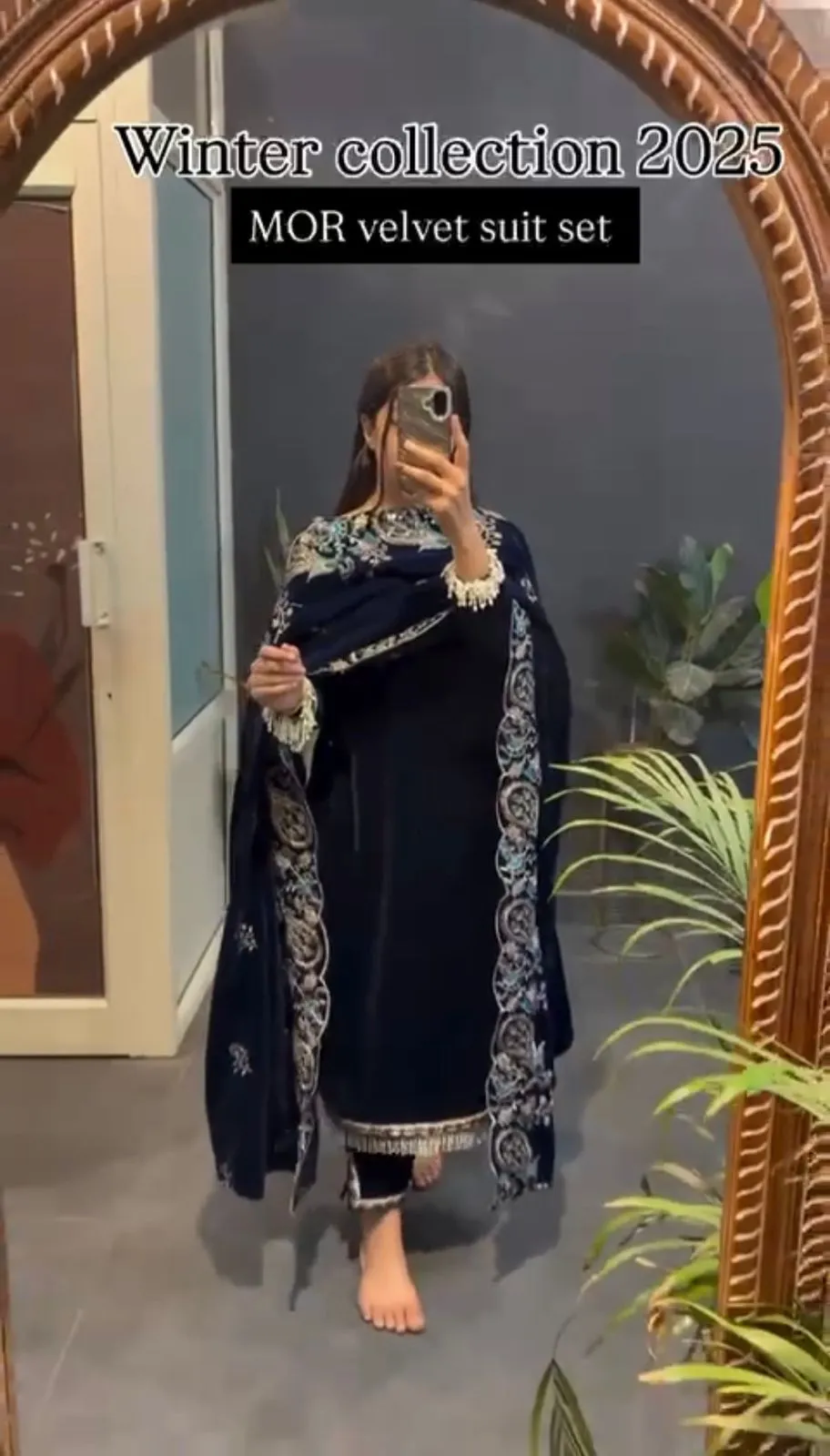 Winter Velvet Suit with Heavy Dupatta