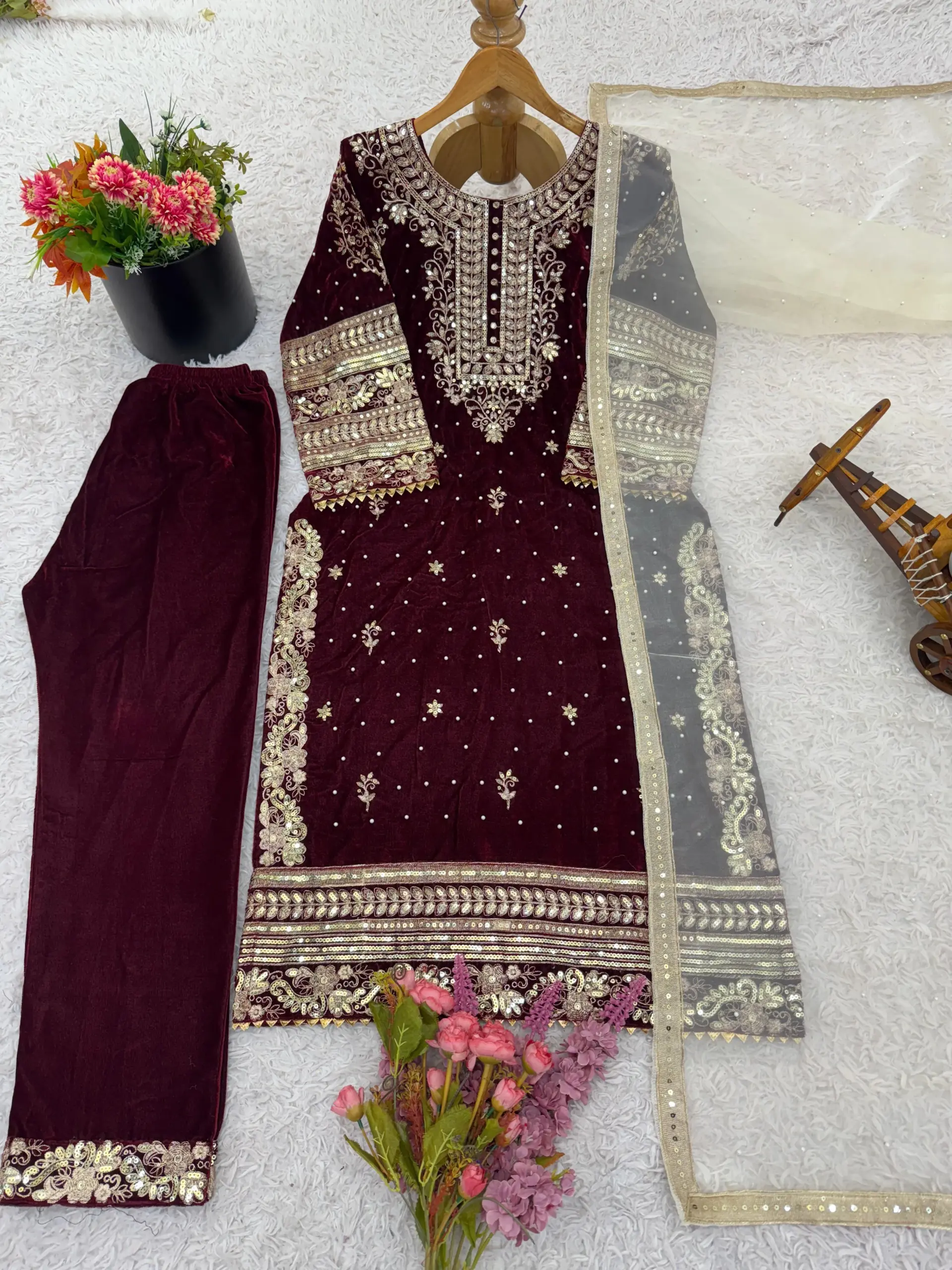 Winter Wear Velvet Readymade Salwar - Image 3