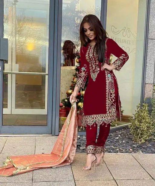 Winter Wear Velvet Red Suit