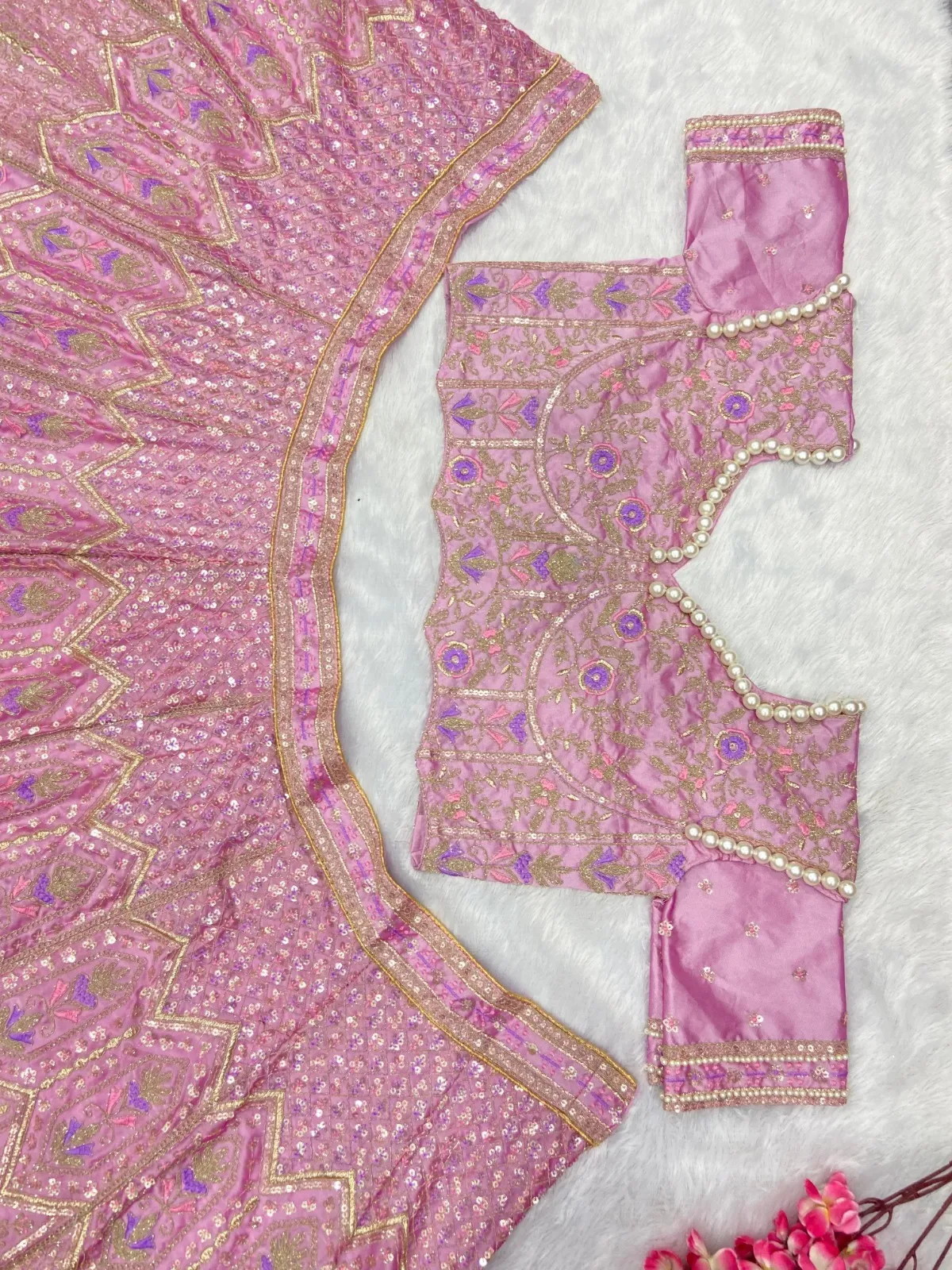 Baby Pink Bollywood Inspired Lehenga Choli - Image 5