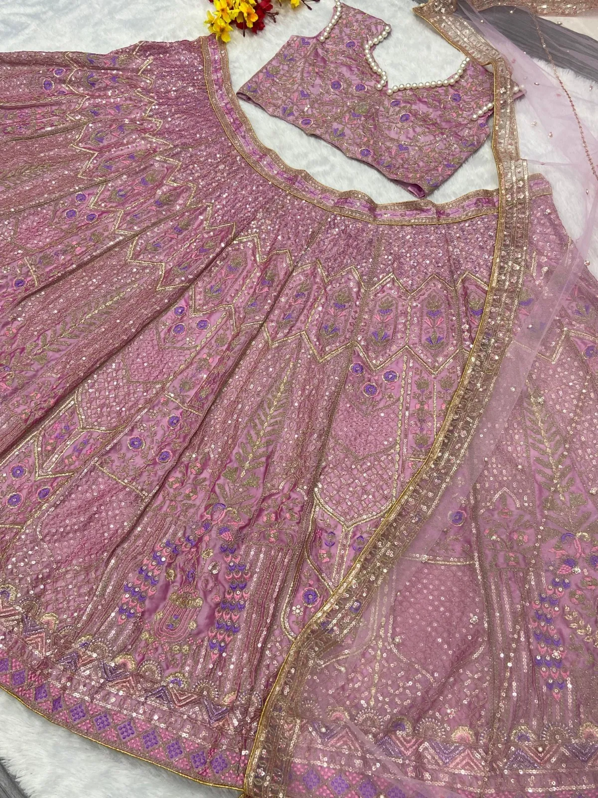 Baby Pink Bollywood Inspired Lehenga Choli - Image 6
